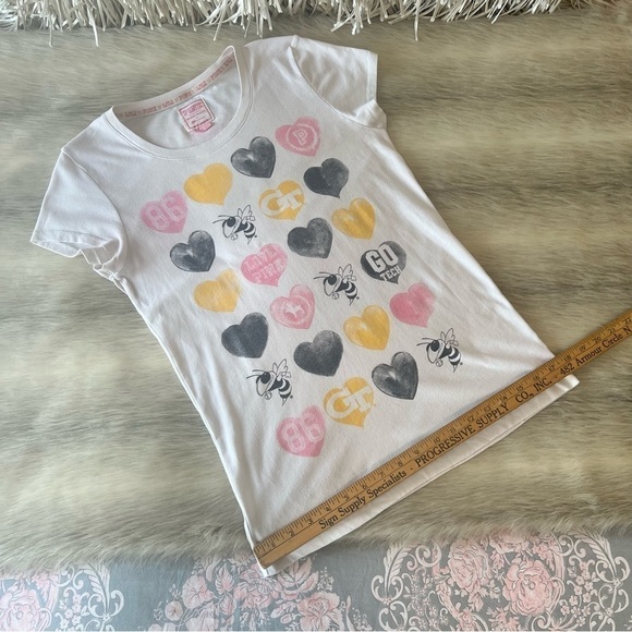 y2k PINK VICTORIA’S SECRET White Yellowjackets GA Tech Short Sleeve Sleep Shirt - Picture 9 of 10